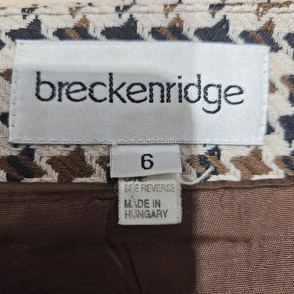 Breckenridge Skirt Womens 6 Brown Black Houndstooth Wool Lined Career Classic - Picture 7 of 10